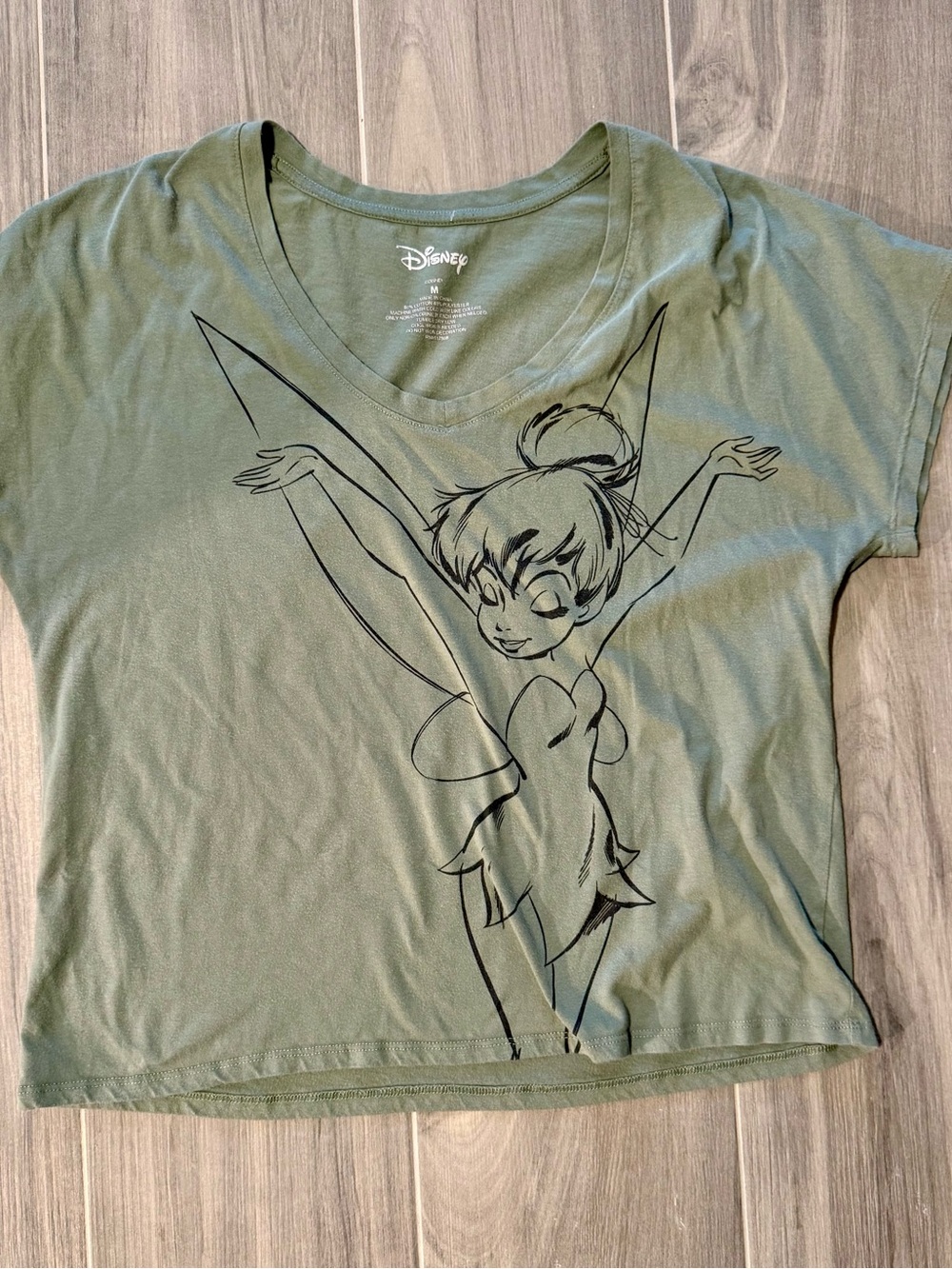 Disney Tinkerbell Tee - Olive Green - Size M